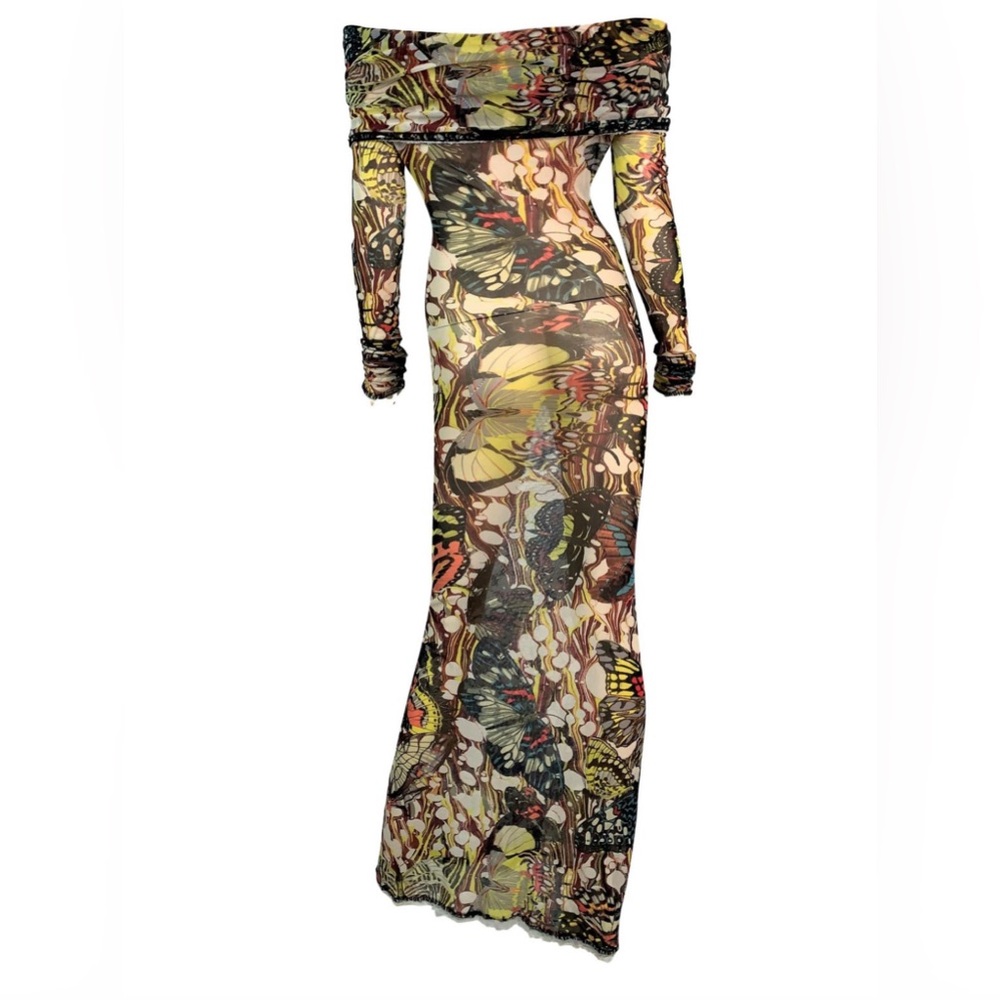 Jean Paul Gaultier S/S 2003  Maxi Dress Mesh Papillon/Butterfly print size M